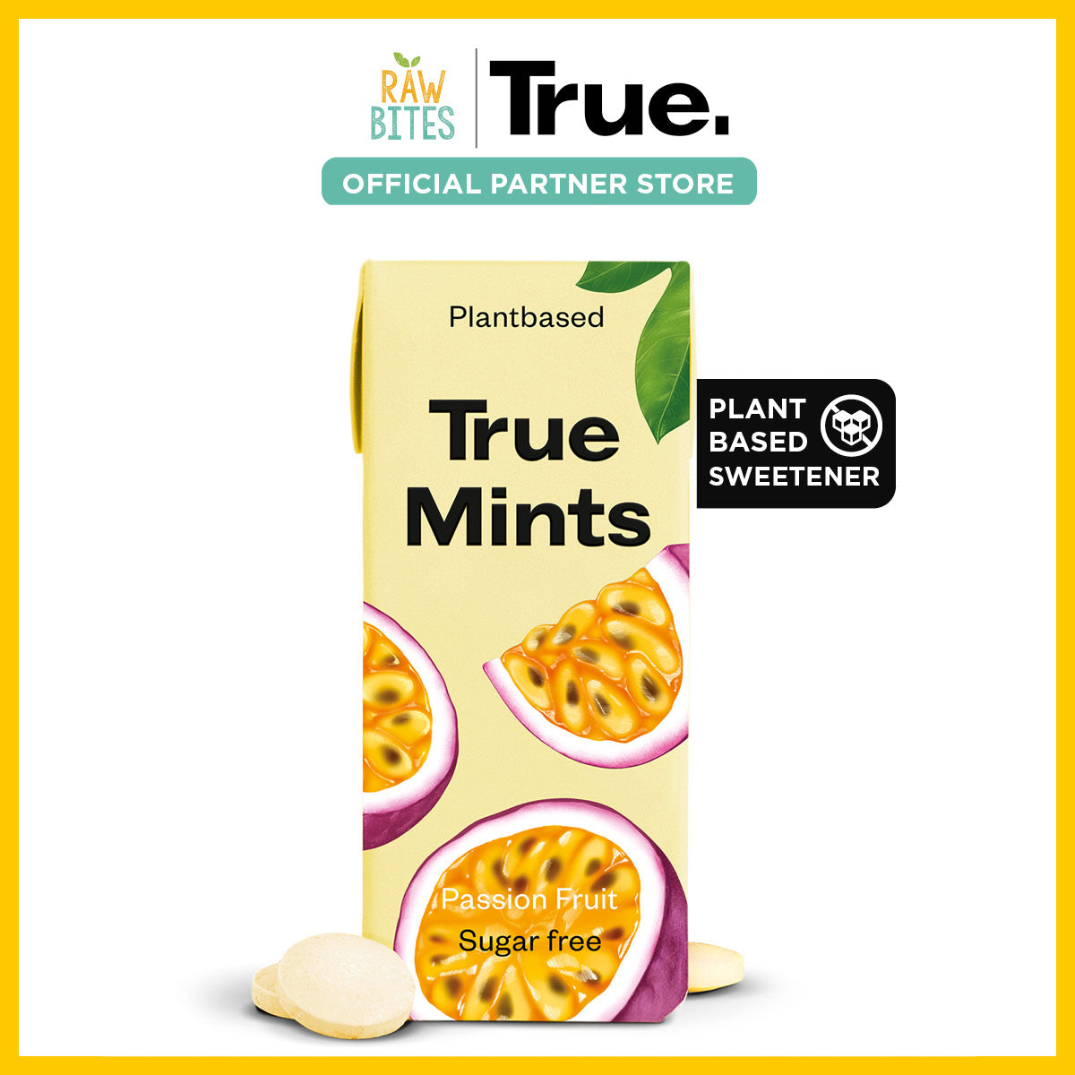 True Ruit True Mints Passion Fruit 13g/20pcs (Natural Flavors, Plantbased Sweete ...