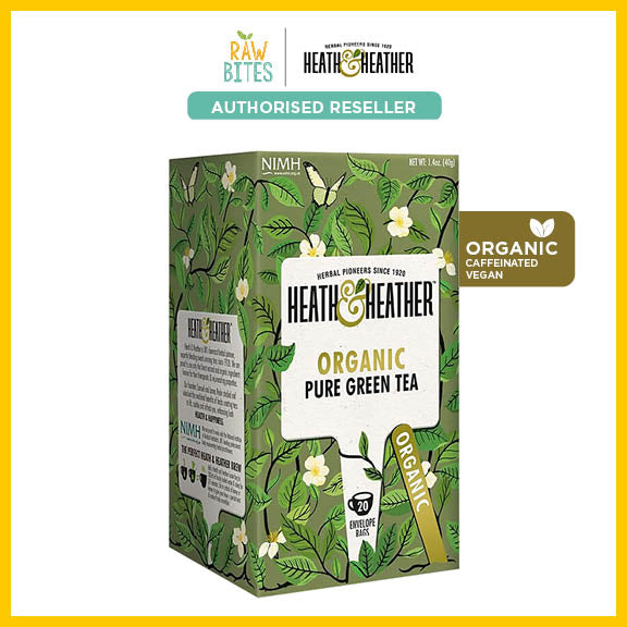 Heath & Heather Organic Pure Green Tea 40g/20bags (Caffeinated, Gluten Free, Vegan)