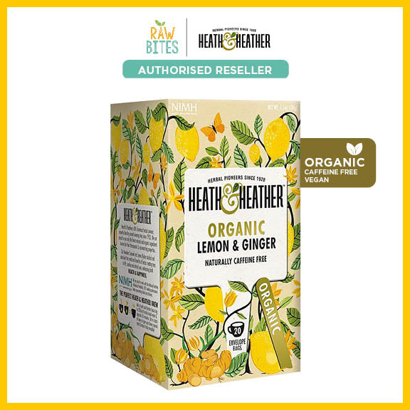 Heath & Heather Organic Lemon & Ginger Tea 30g/20bags (Caffeine Free, Gluten Free, Vegan)
