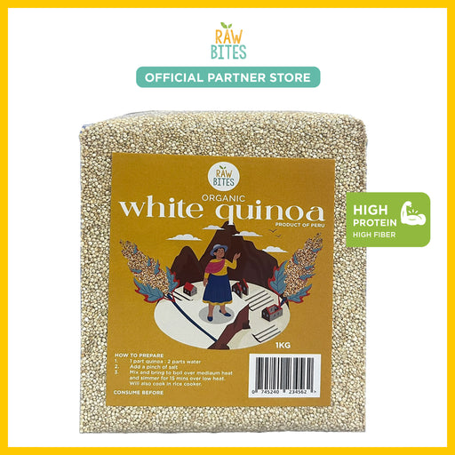 Raw Bites White Quinoa 1kg (Gluten Free, High Fiber)