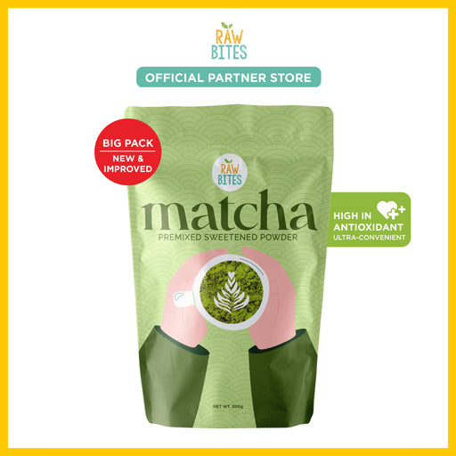 Raw Bites Premixed Sweetened Matcha 300g (High in Antioxidants)
