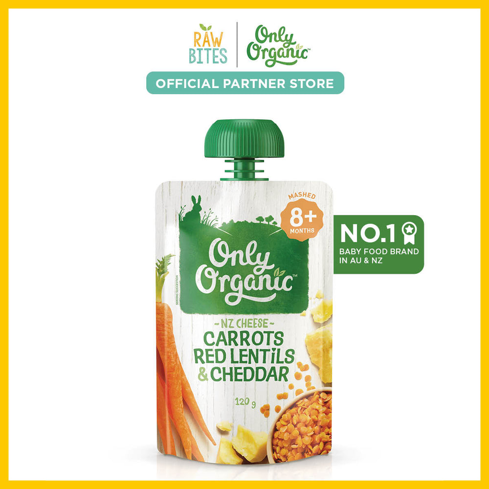 Only Organic Baby Food Carrots Red Lentils & Cheddar 120g [8 mos+] (Organic, Nutritionist Approved)
