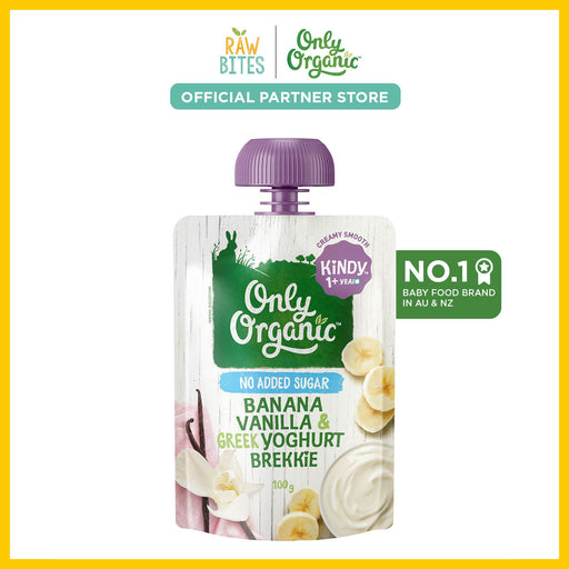 Only Organic Baby Food Banana Vanilla & Greek Yoghurt Brekkie 100g [12 mos+] (Organic, No Added Sugar, Nutritionist Approved)