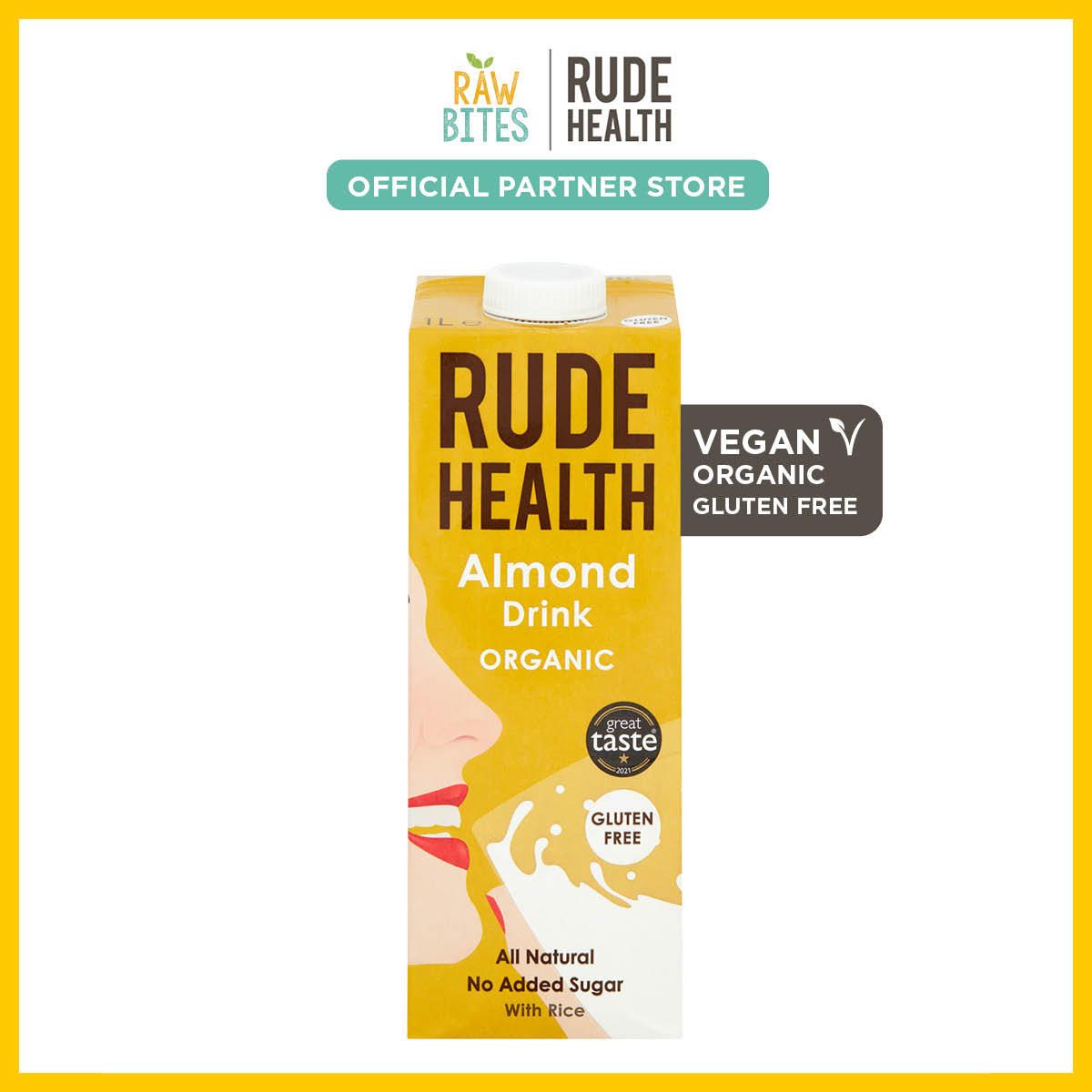 Rude Health Almond Milk 1L (Gluten Free, Organic, Vegan) — Raw Bites