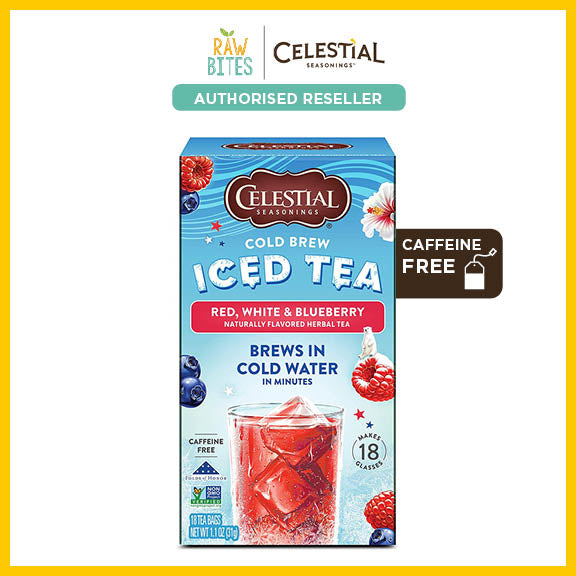 Celestial Seasonings Red White Blueberry Herbal Cool Brew Iced Tea 31g/18 bags (Caffeine Free, Sugar Free)