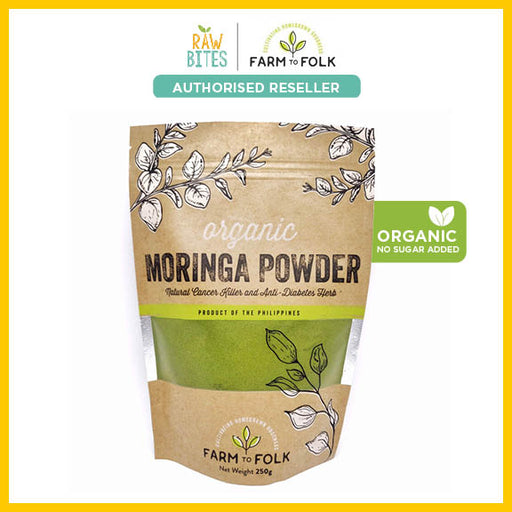 Farm to Folk Organic Moringa Powder 250g (Diabetic Friendly, Gluten Free, Vegan)