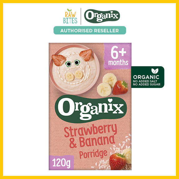 Organix Baby Food Strawberry & Banana Porridge 120g [6 mos+] (Organic, No Added Sugar)