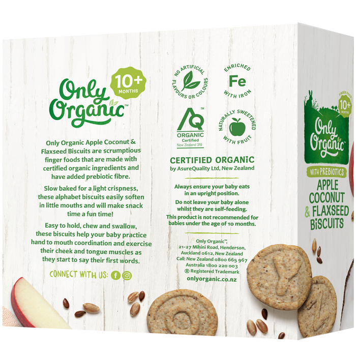 Only Organic Apple Coconut & Flaxseed Biscuits (10+ mos) 100g