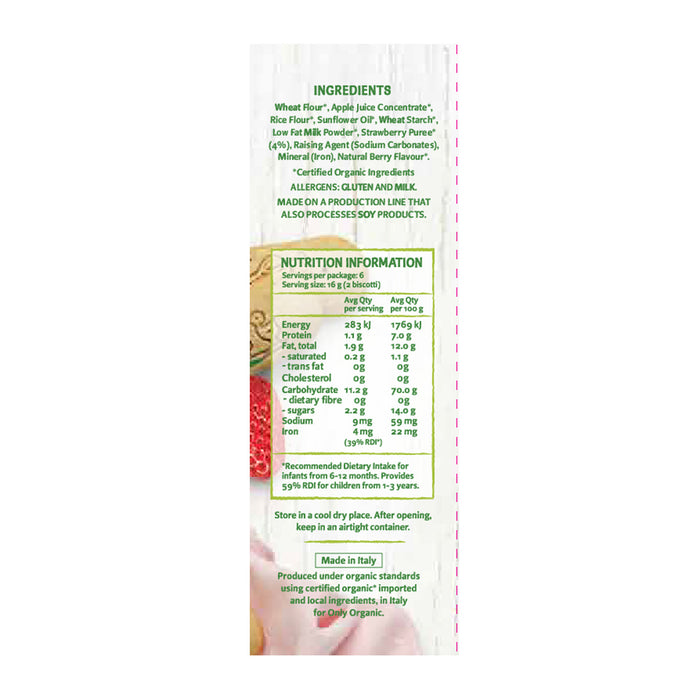 Only Organic Baby Snack Banana Biscotti 100g [10 mos+] (Iron Enriched, Organic, Nutritionist Approved)