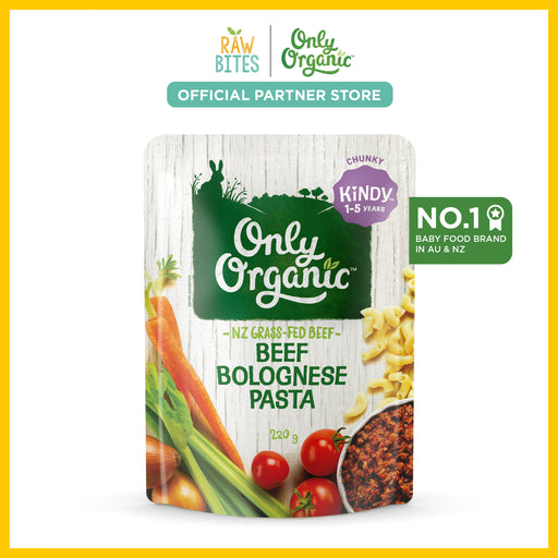 Only Organic Baby Food Beef Bolognese Pasta 220g [12 mos+] (Grass Fed Beef, Organic, Nutritionist Approved)