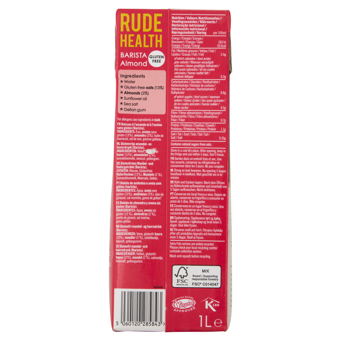 Rude Health Barista Almond Milk 1L