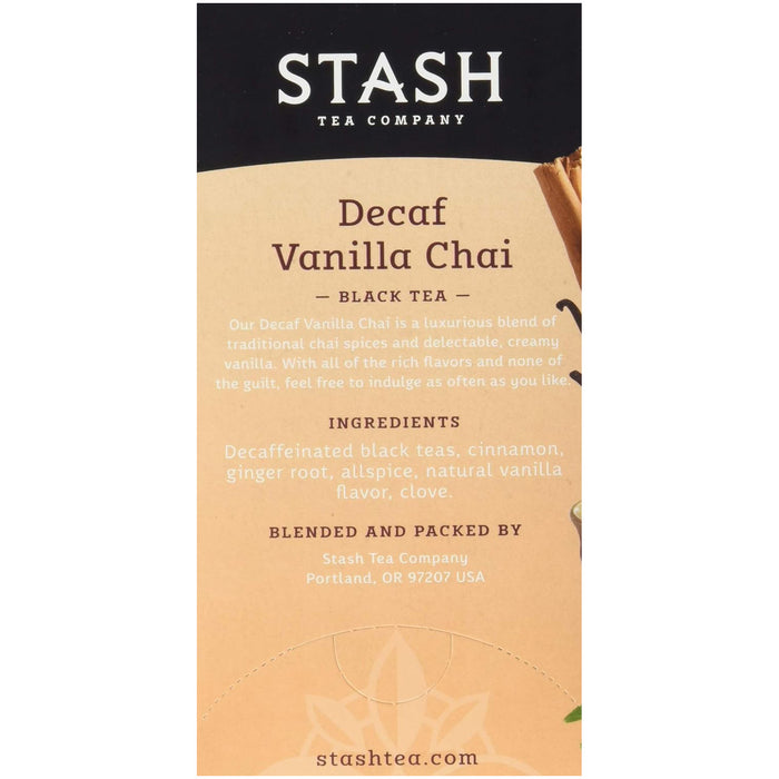 Stash Decaf Vanilla Chai Black Tea 36g/18 bags (Decaffeinated, Sugar F ...