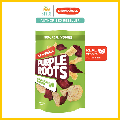 Cravewell Purple Root Crisps Sour Cream & Onion 40g (Cholesterol Free, Gluten Free, Non-GMO)