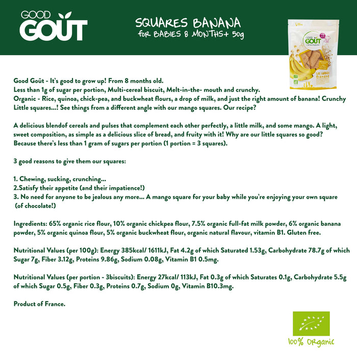 Good Gout Squares Banana 50g (8 mos)