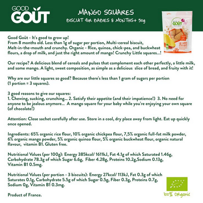 Good Gout Squares Mango 50g  (8 mos)