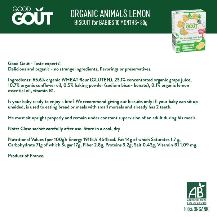Good Gout Organic Animals Lemon 80g (10 mos)
