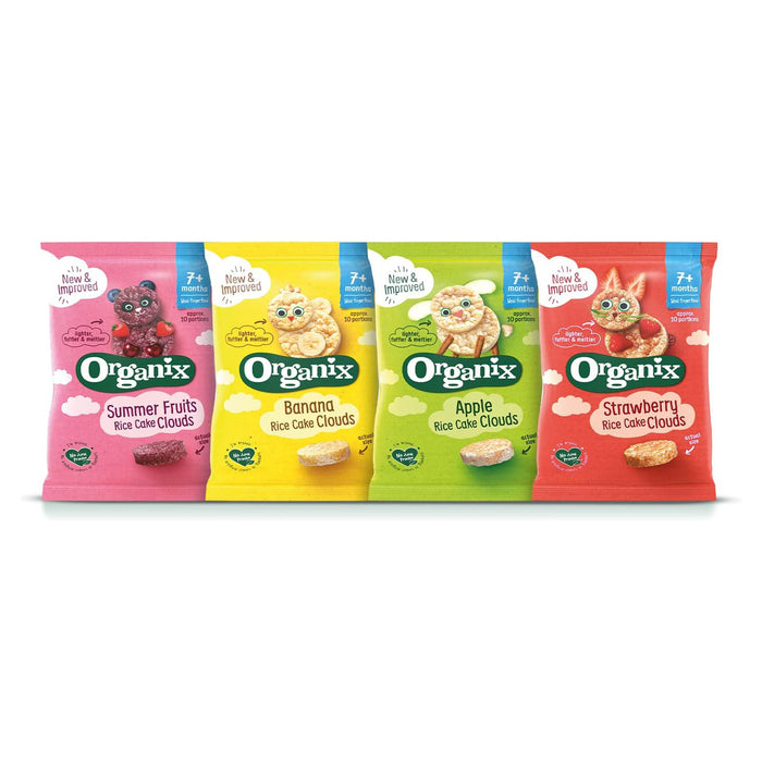 Organix Baby Food Summer Fruits Rice Cake Clouds 40g [7 mos+] (Gluten Free, Organic, Vegan)