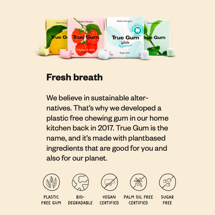 True Gum Mint 21g/13pcs (Sugar Free, Palm Oil Free, Vegan)
