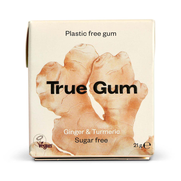 True Gum Ginger & Turmeric 21g/13pcs (Sugar Free, Palm Oil Free, Vegan)