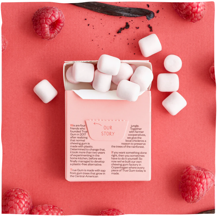 True Gum Raspberry & Vanilla 21g/13pcs (Sugar Free, Palm Oil Free, Vegan)
