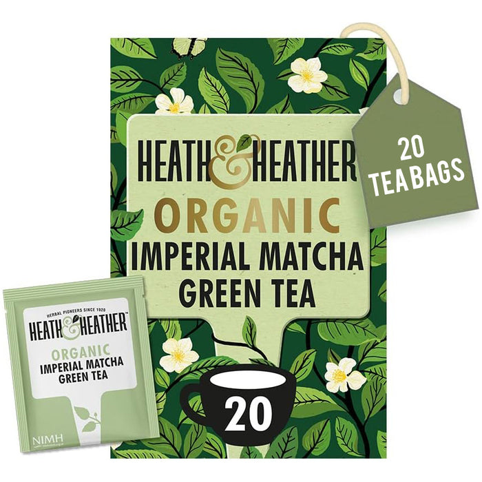 Heath & Heather Organic Imperial Matcha Tea Green Tea 40g/20bags (Caffeinated, Gluten Free, Vegan)