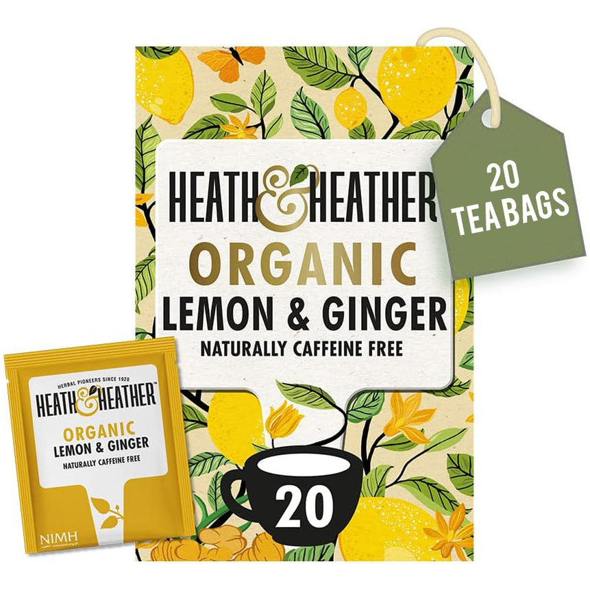Heath & Heather Organic Lemon & Ginger Tea 30g/20bags (Caffeine Free ...