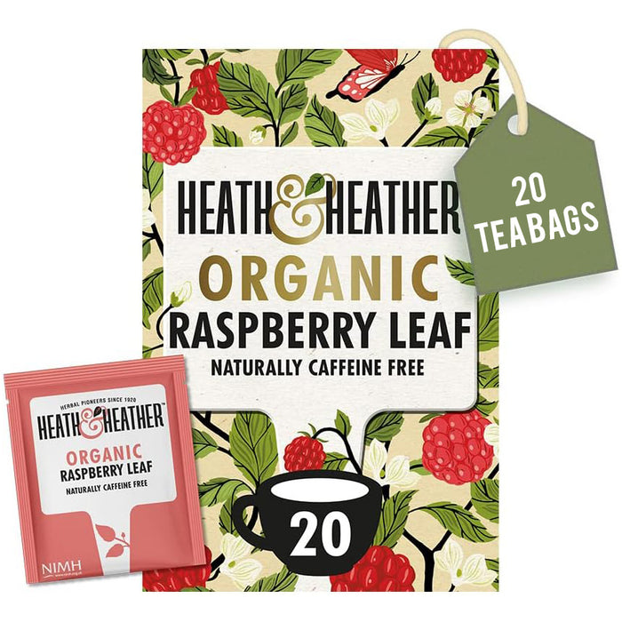 Heath & heather organic Raspberry Leaf tea 30g/20 bags (Caffeine Free, Gluten Free, Vegan)