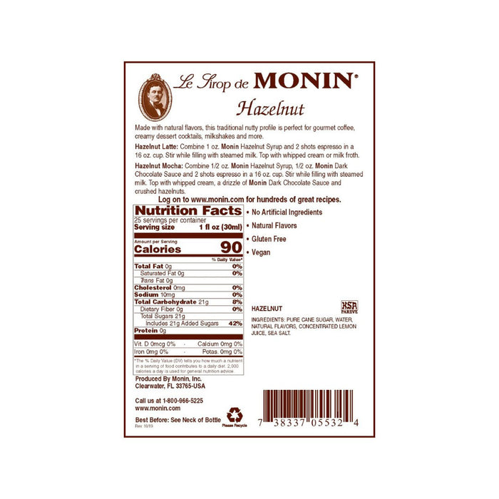 Monin Syrup Hazelnut 250ml