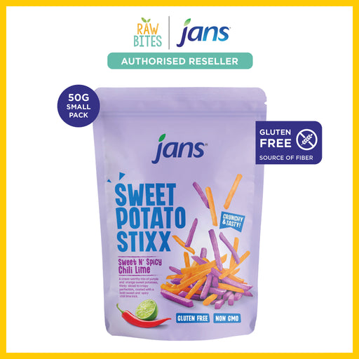 Jans Sweet Potato Stixx - Sweet N' Spicy Chili Lime 50g (Gluten Free, Source of Fiber)