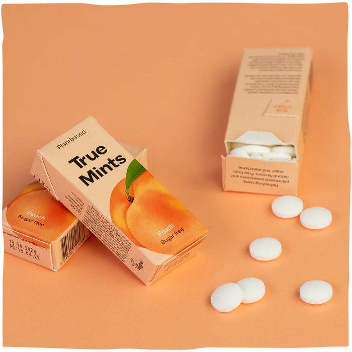 True Mints True Mints Peach 13g/20pcs (Natural Flavors, Plantbased Sweetener, Veg ...