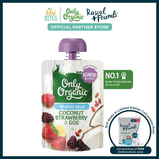 Only Organic Baby Food Coconut Strawberry & Goji 100g [12 mos+] (Organic, No Added Sugar, Nutritionist Approved)