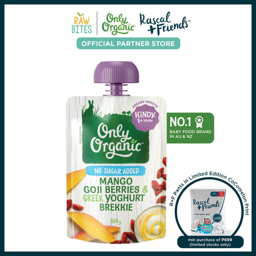 Only Organic Baby Food Mango Goji Berries & Greek Yoghurt Brekkie 100g [12 mos+] (Organic, No Added Sugar, Nutritionist Approved)