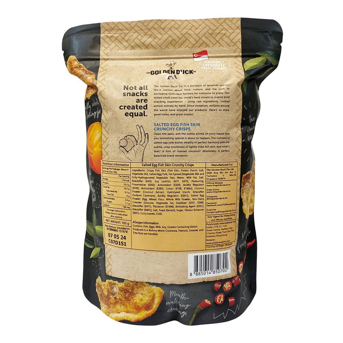 Golden Duck Gourmet Salted Egg Fish Skin Crunchy Crisps 105g