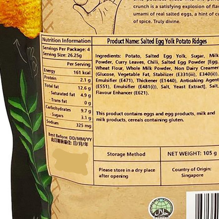 Golden Duck Gourmet Salted Egg Yolk Potato Ridges 105g