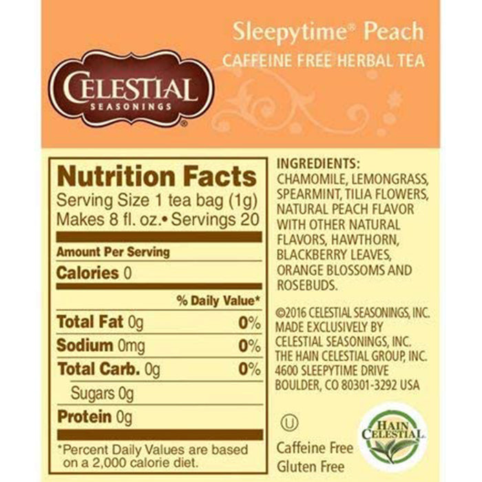 Celestial Seasonings Sleepytime Peach Herbal Tea (20 bags)