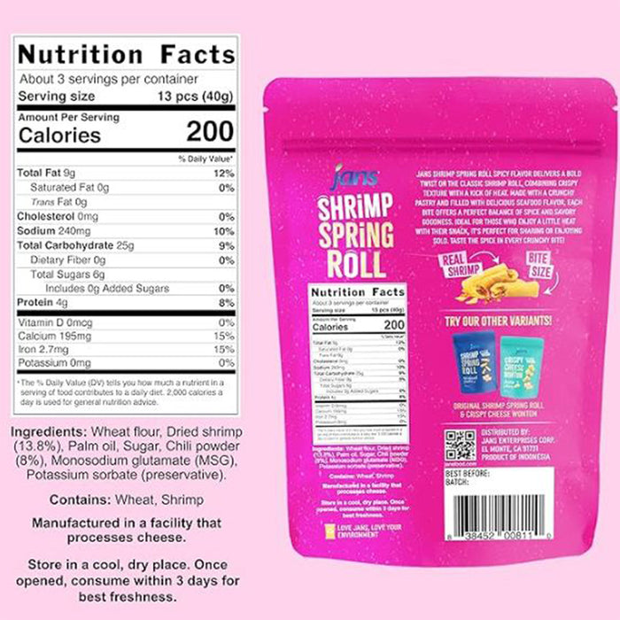 Jans Shrimp Spring Rolls - Spicy 150g (Made with High Quality Dried Shrimp)