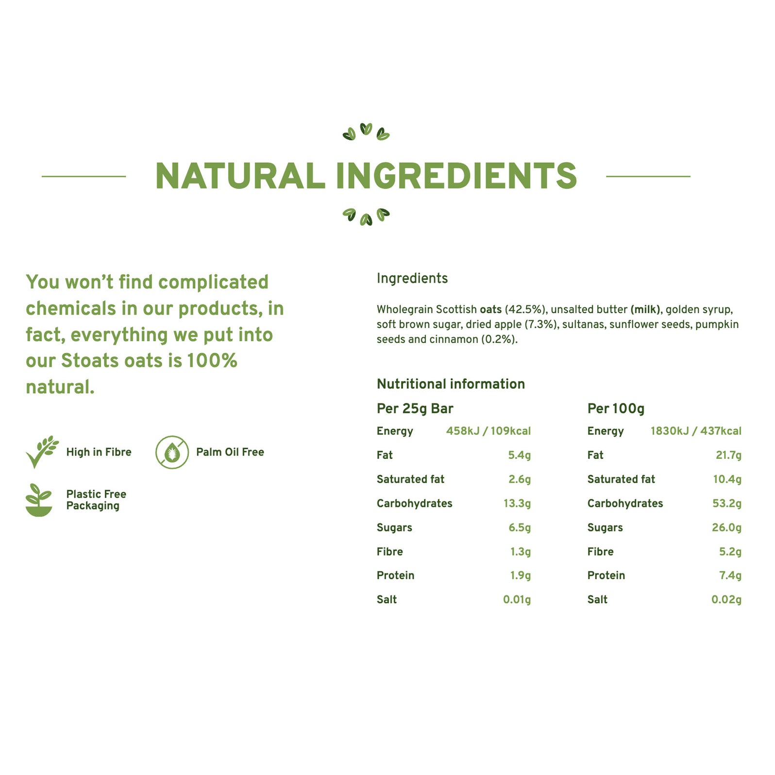 Stoats Apple & Cinnamon Porridge Oat Bars [4 bars x 42g] (All Natural ...