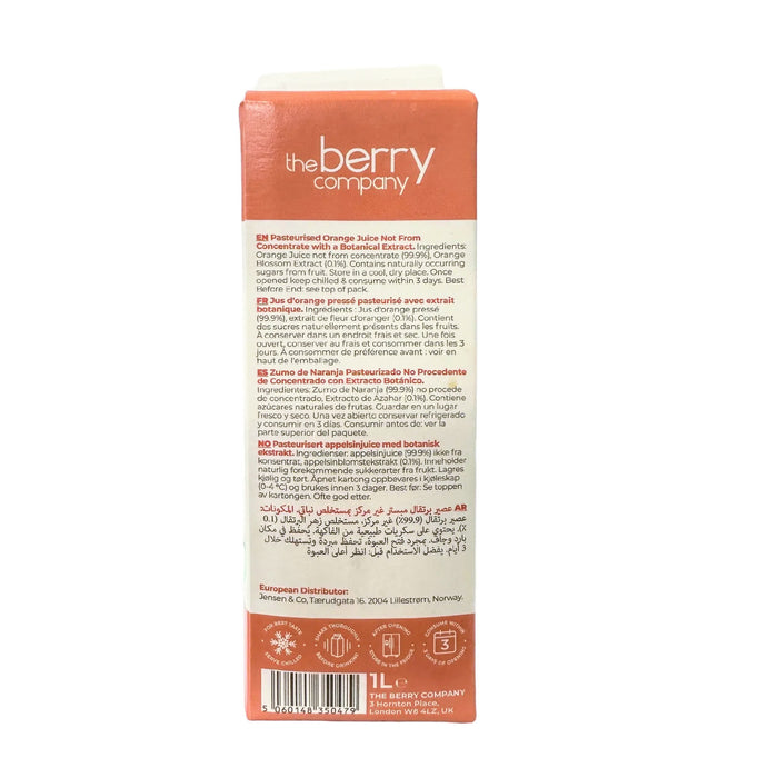 The Berry Company Orange Juice with Orange Blossom 1L (No Sugar or Sweeteners Added, Not from Concentrate) (Copy)