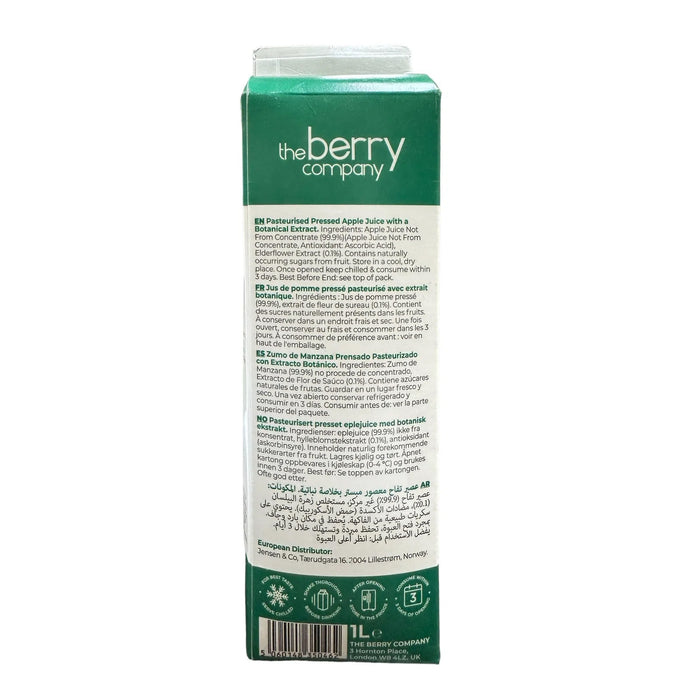 The Berry Company Pressed Apple with Elderflower 1L (No Sugar or Sweeteners Added, Not from Concentrate)