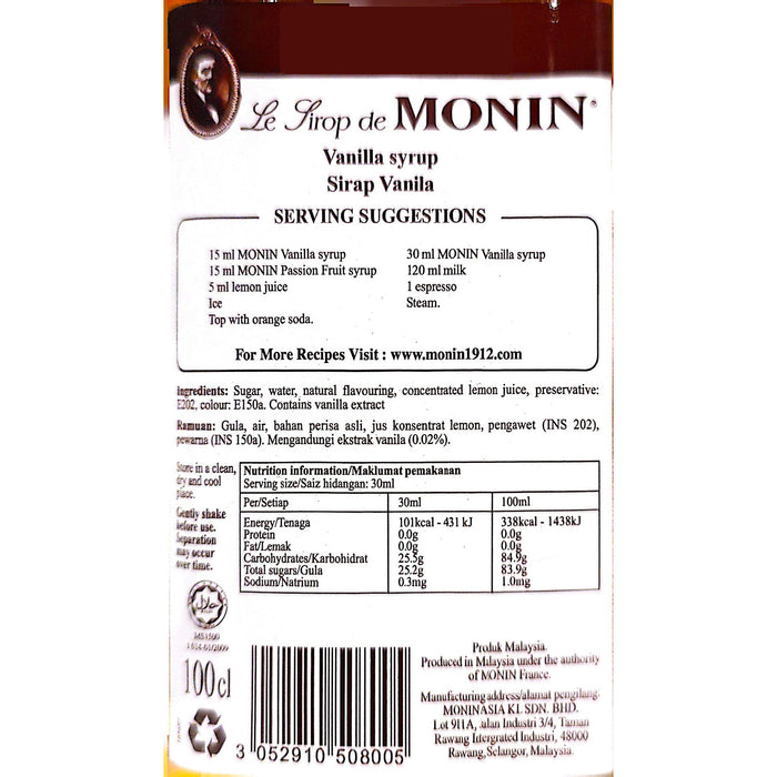 Monin Syrup Vanilla 1L PET