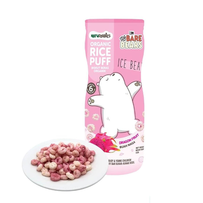 Natufoodies Organic Rice Puff - We Bear Bear Series - Dragon Fruit 42g (6mos+)