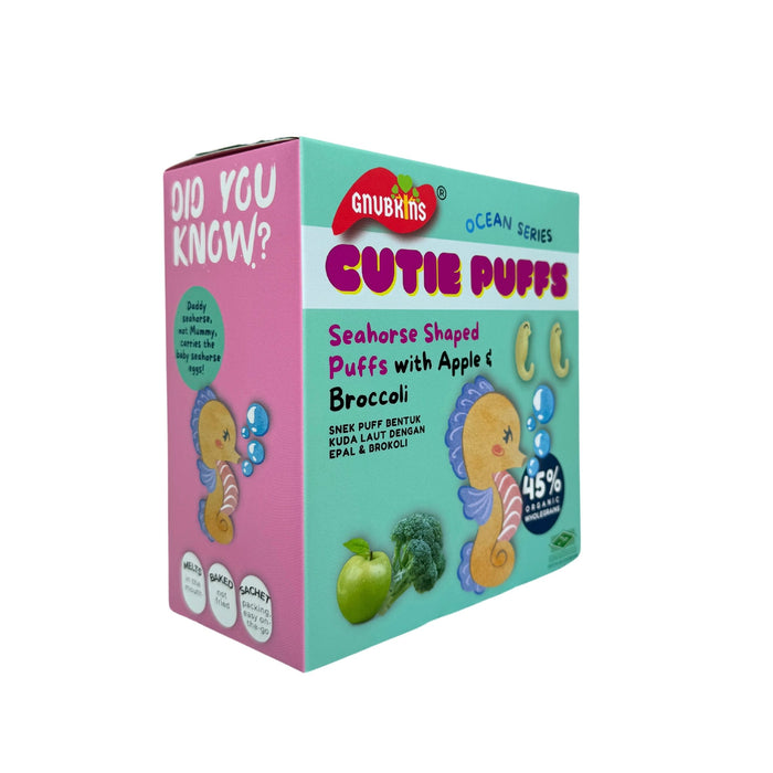 Little Baby Grains Seahorse Shaped Puffs with Apple & Broccoli [5 packs x 8g]