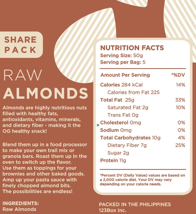 Raw Bites Raw Almonds 250g (No Salt Added, High Protein)