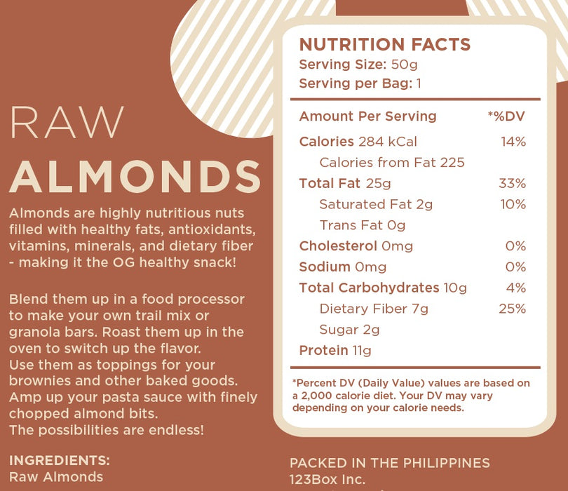 Raw Bites Raw Almonds 60g (No Salt Added, High Protein)