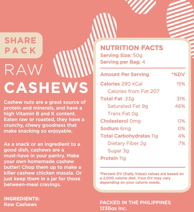 Raw Bites Raw Cashews 200g (No Salt Added, High Protein)