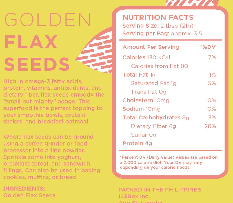 Raw Bites Golden Flax Seeds 70g (High in Antioxidants, High Fiber)