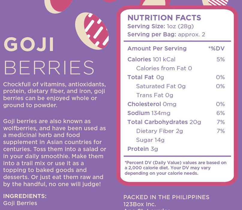 Raw Bites Goji Berries 50g (High in Antioxidants, High Fiber)