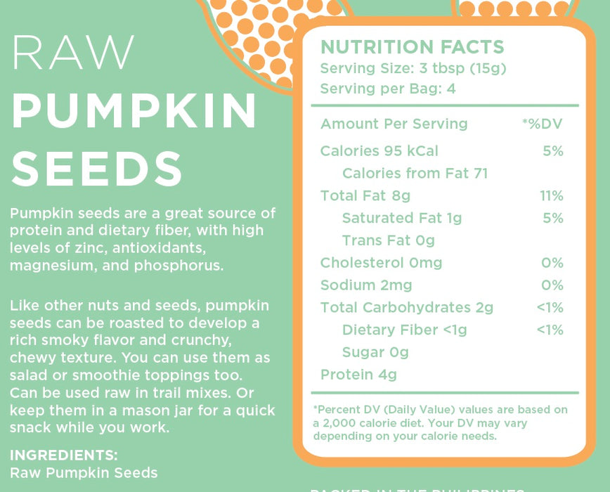 Raw Bites Pumpkin Seeds 60g (High in Antioxidants, High Fiber)