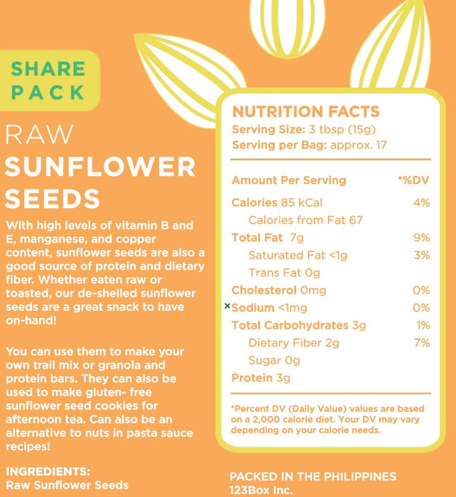 Raw Bites Sunflower Seeds 250g (De-shelled, High Fiber)