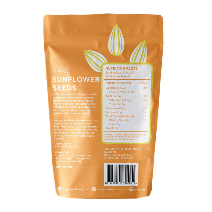 Raw Bites Sunflower Seeds 60g (De-shelled, High Fiber)